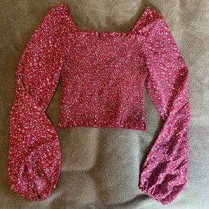 Red Flowered Blouse Size M